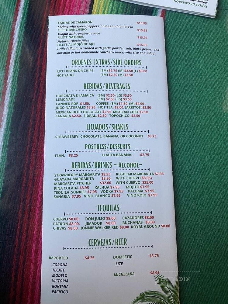 El Pacifico - Chicago, IL menu_pic