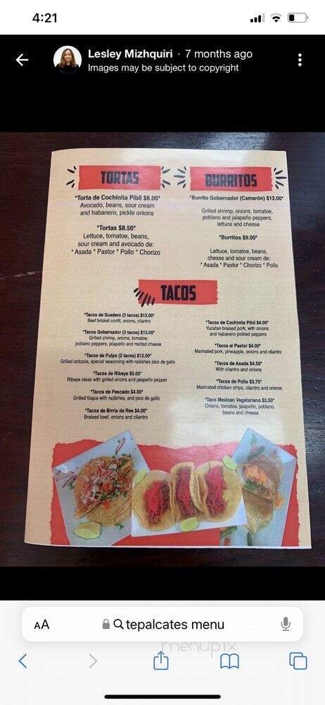 El Pueblito - Chicago, IL menu_pic
