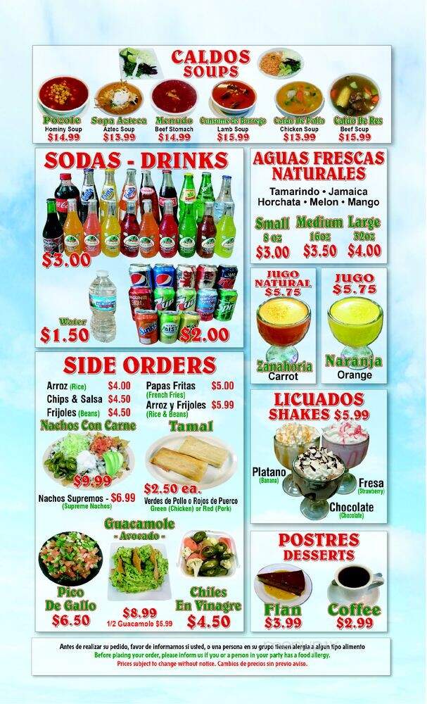 El Puevlito - Lincolnwood, IL menu_pic