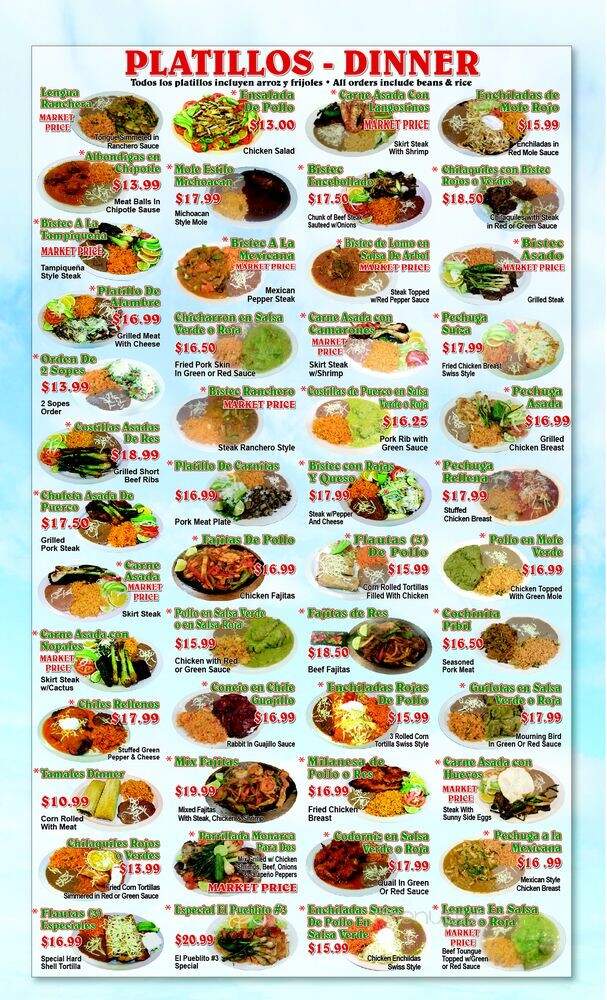 El Puevlito - Lincolnwood, IL menu_pic