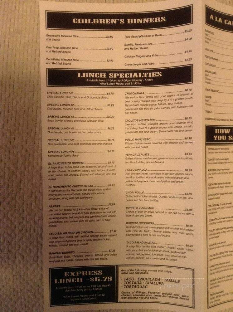 El Rancherito - Effingham, IL menu_pic