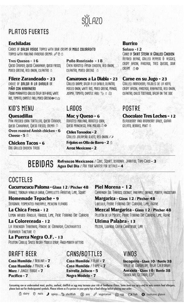 El Solazo - Chicago, IL menu_pic