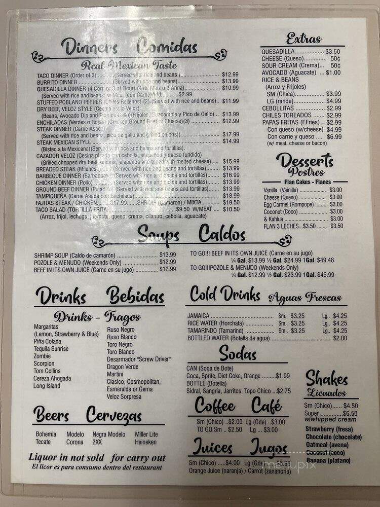 El Taco Veloz - Chicago, IL menu_pic