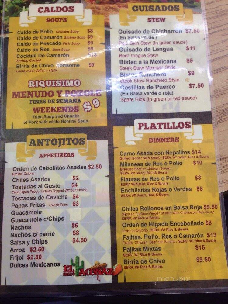 El Taconazo Restaurant - Chicago, IL menu_pic