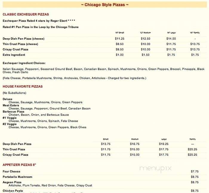 Exchequer Restaurant - Chicago, IL menu_pic