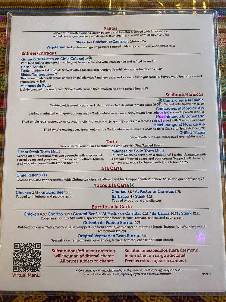 Fiesta Mexicana Restaurant - Chicago, IL menu_pic