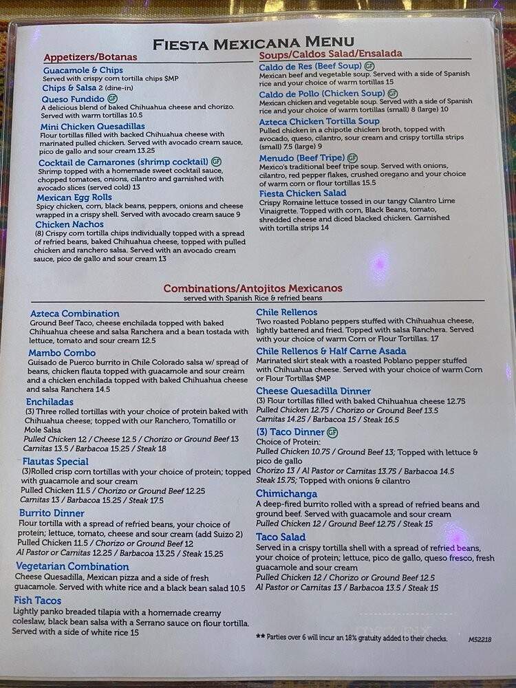 Fiesta Mexicana Restaurant - Chicago, IL menu_pic