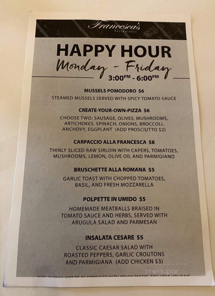 Francesca's Bryn Mawr - Chicago, IL menu_pic