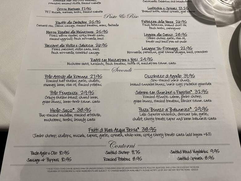 Francesca's Intimo - Lake Forest, IL menu_pic