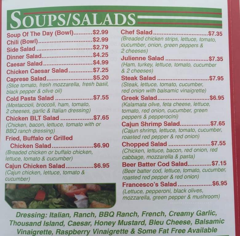 Francesco's Brothers Pizzeria - Bensenville, IL menu_pic