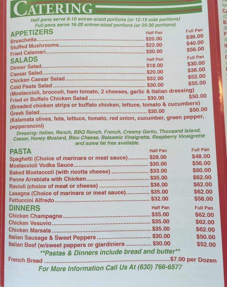 Francesco's Brothers Pizzeria - Bensenville, IL menu_pic