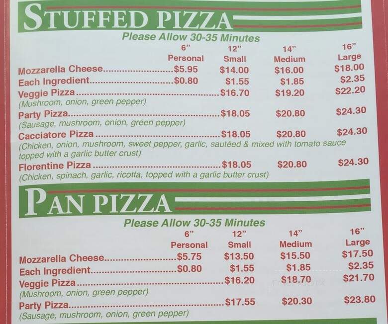 Francesco's Brothers Pizzeria - Bensenville, IL menu_pic
