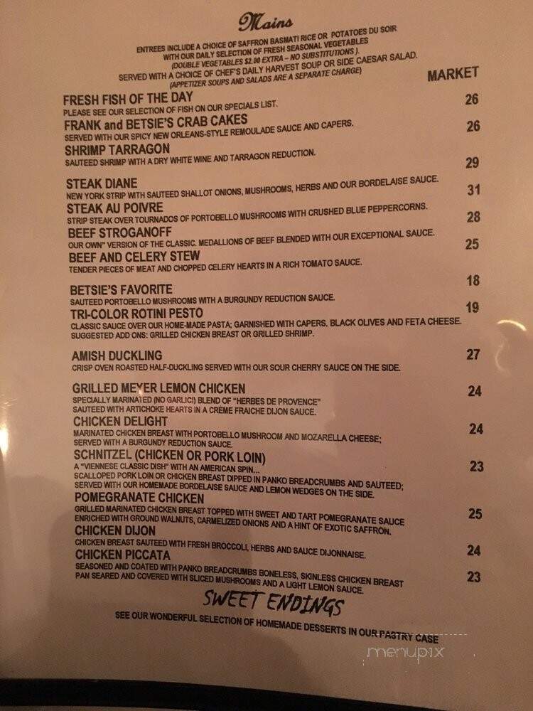 Frank & Betsie's Restaurant - Glencoe, IL menu_pic