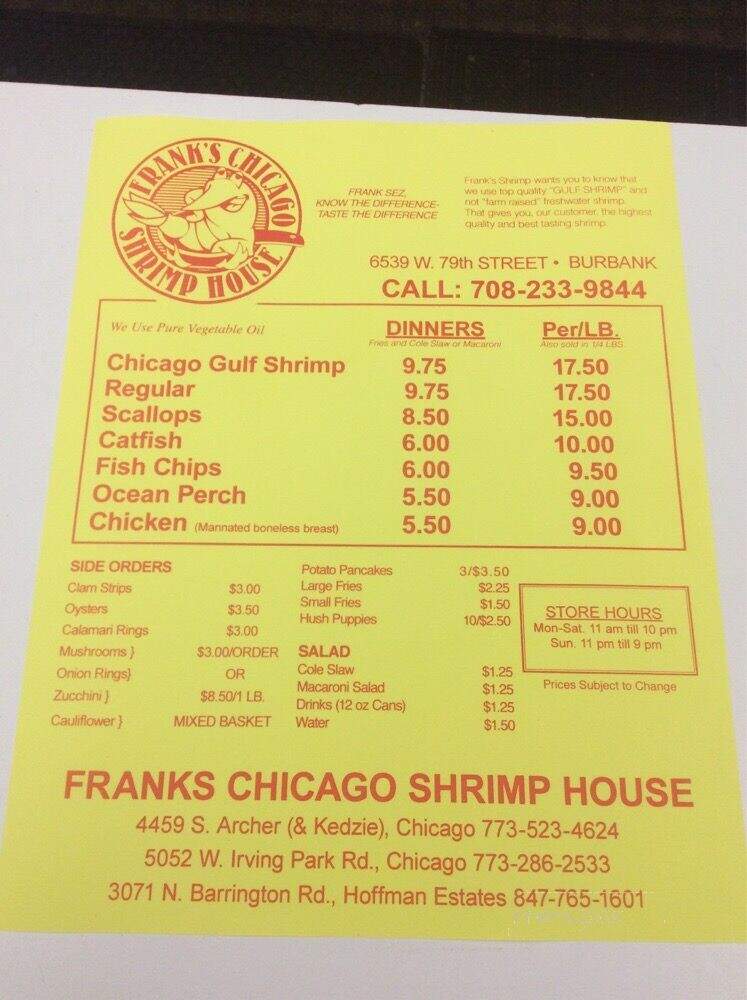 Frank's Chicago Shrimp House - Burbank, IL