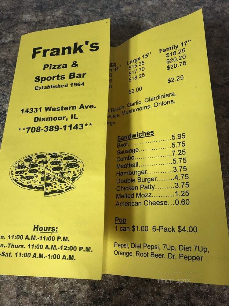 Frank's Pizza House - Blue Island, IL menu_pic