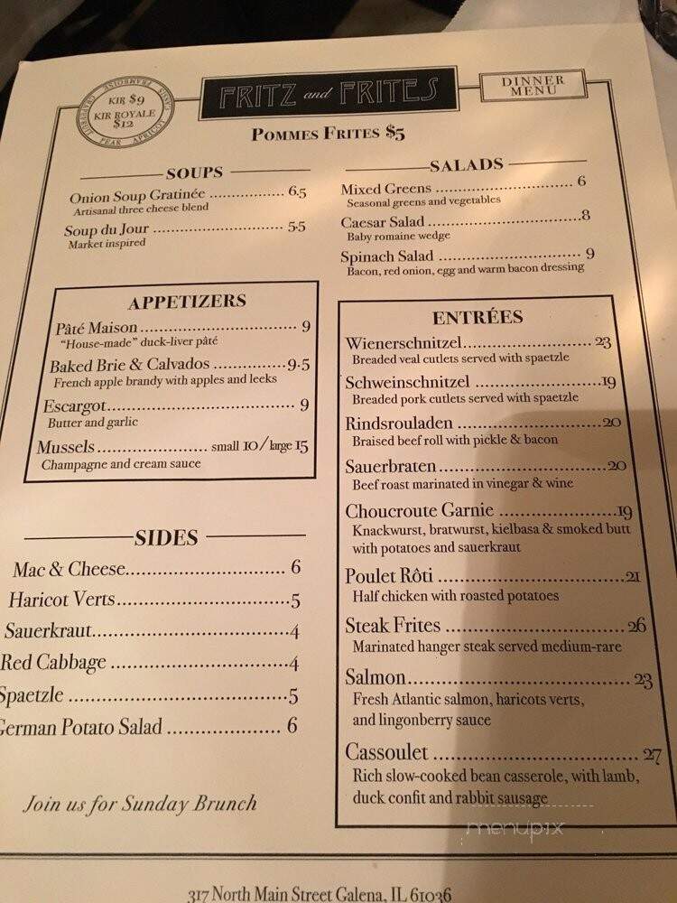 Fritz & Frites - Galena, IL menu_pic