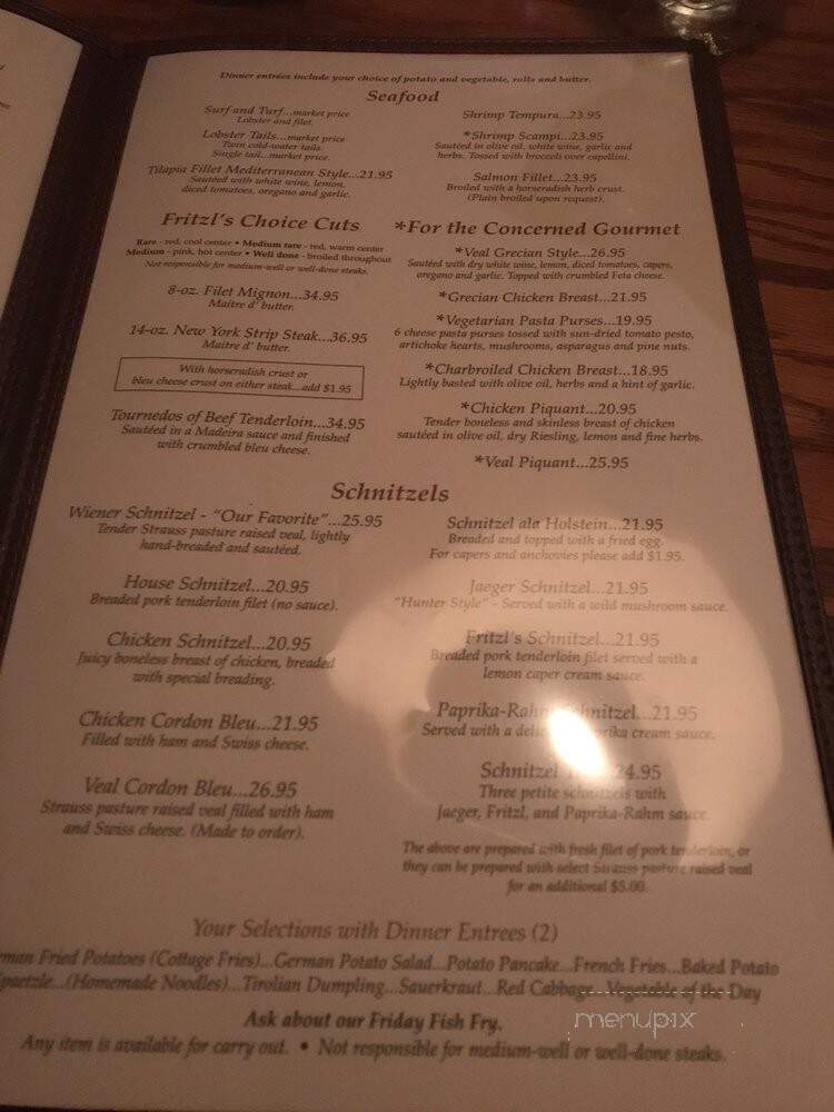 Fritzl's Country Inn - Lake Zurich, IL menu_pic
