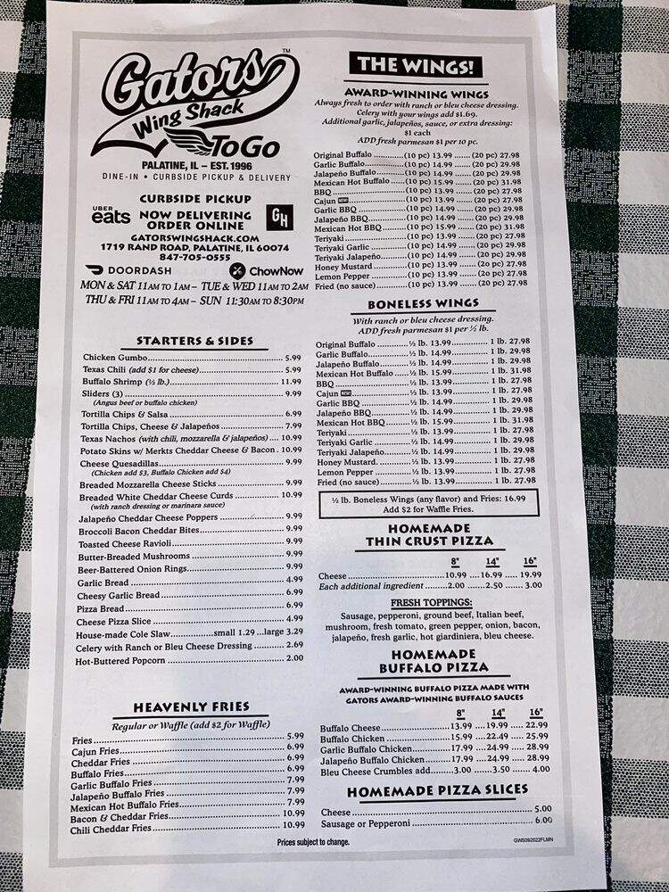 Gators Pub & Grill North - Palatine, IL menu_pic