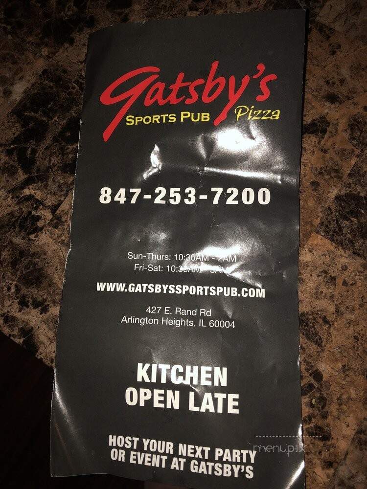 Gatsby's Pizza & Pub - Arlington Heights, IL menu_pic