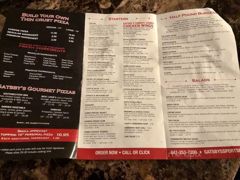 Gatsby's Pizza & Pub - Arlington Heights, IL menu_pic