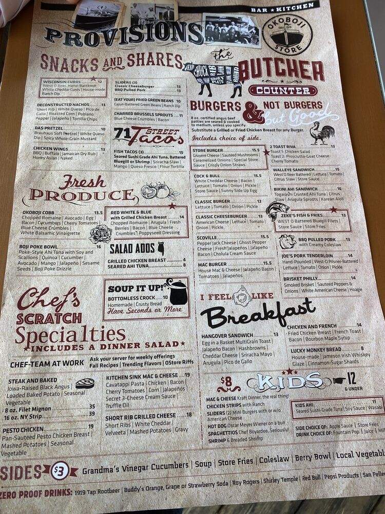 Wharf - Okoboji, IA menu_pic