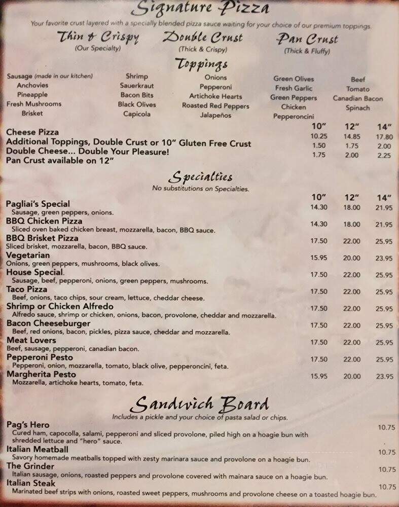 Pagliai's Pizza - Johnston, IA menu_pic