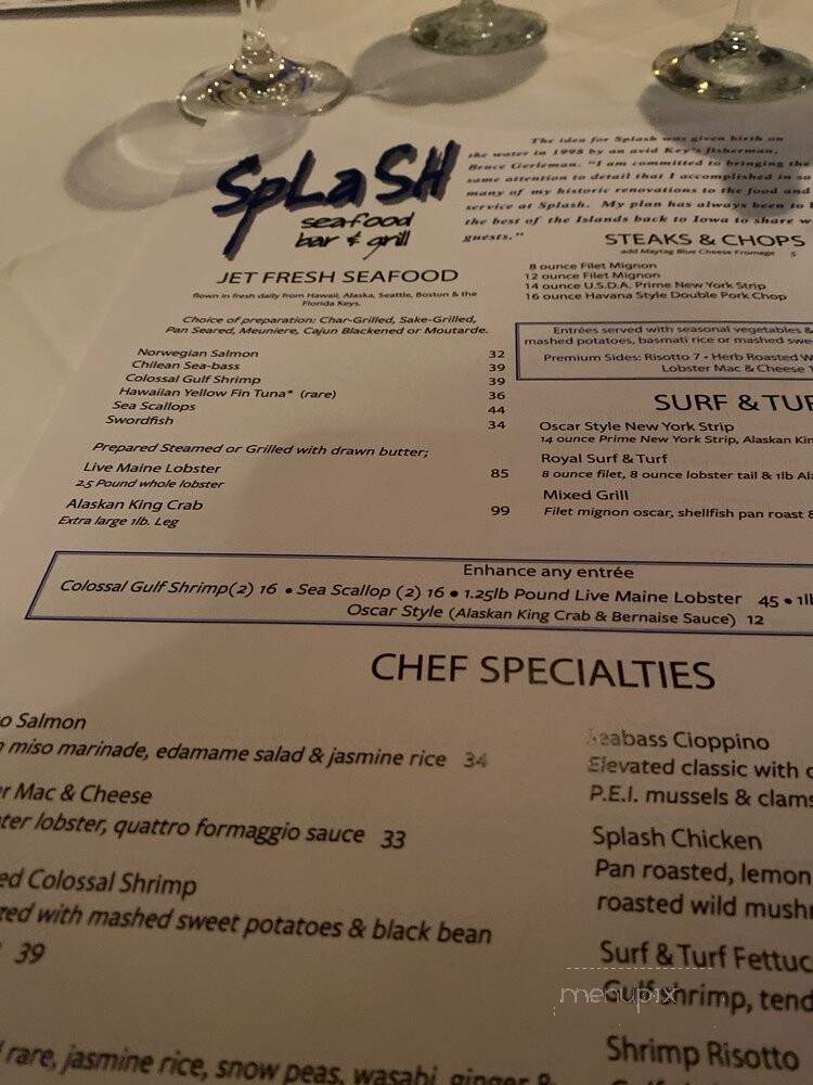 Splash - Des Moines, IA menu_pic
