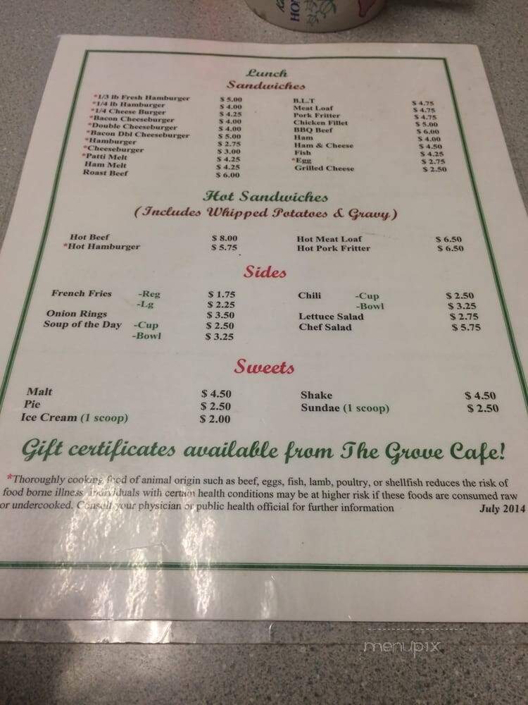 Grove Cafe - Ames, IA menu_pic