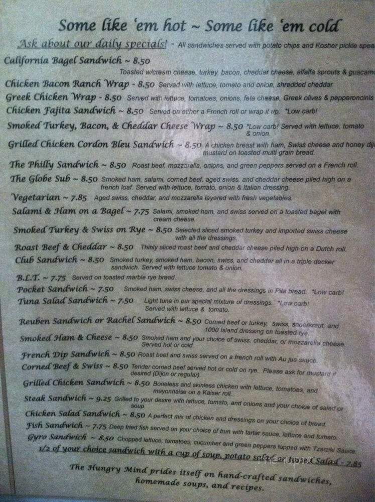 Hungry Mind - Mason City, IA menu_pic