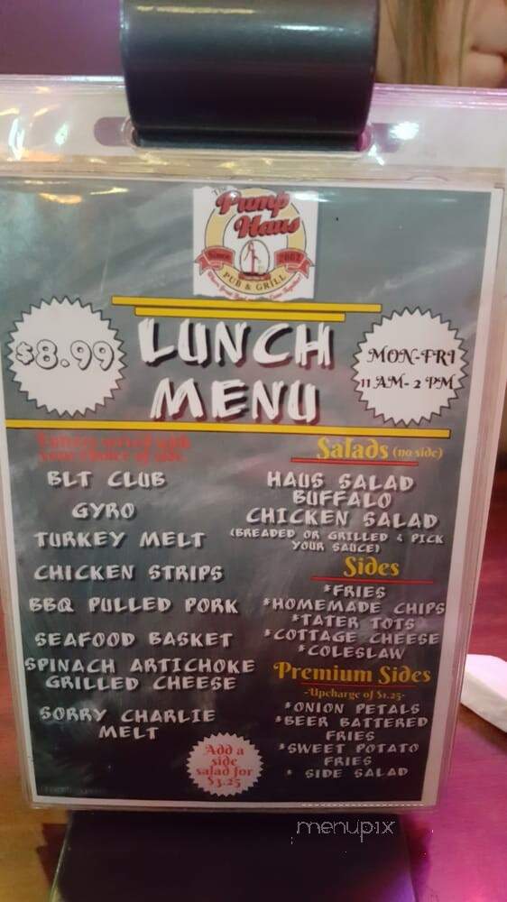 Pump Haus - Cedar Falls, IA menu_pic
