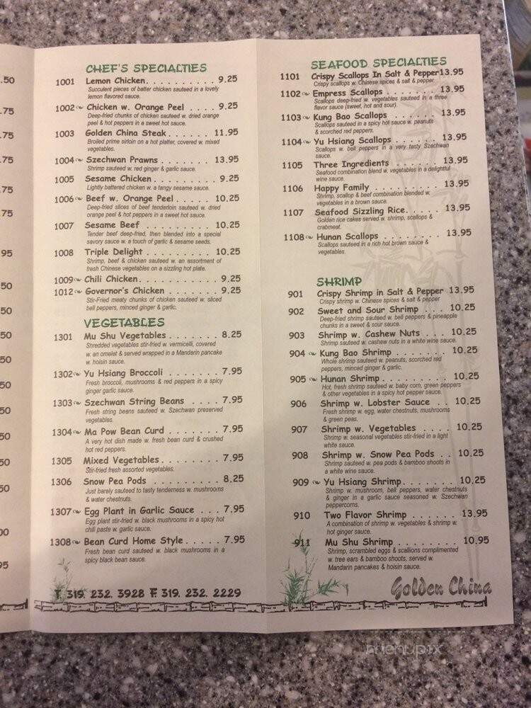 Golden China - Waterloo, IA menu_pic
