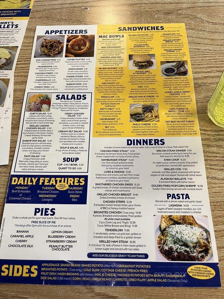 Tommy's West Restaurant - Cedar Rapids, IA menu_pic
