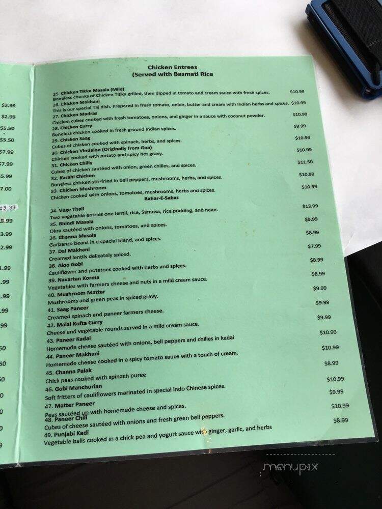 Taj Mahal Cuisine Of India - Cedar Rapids, IA menu_pic