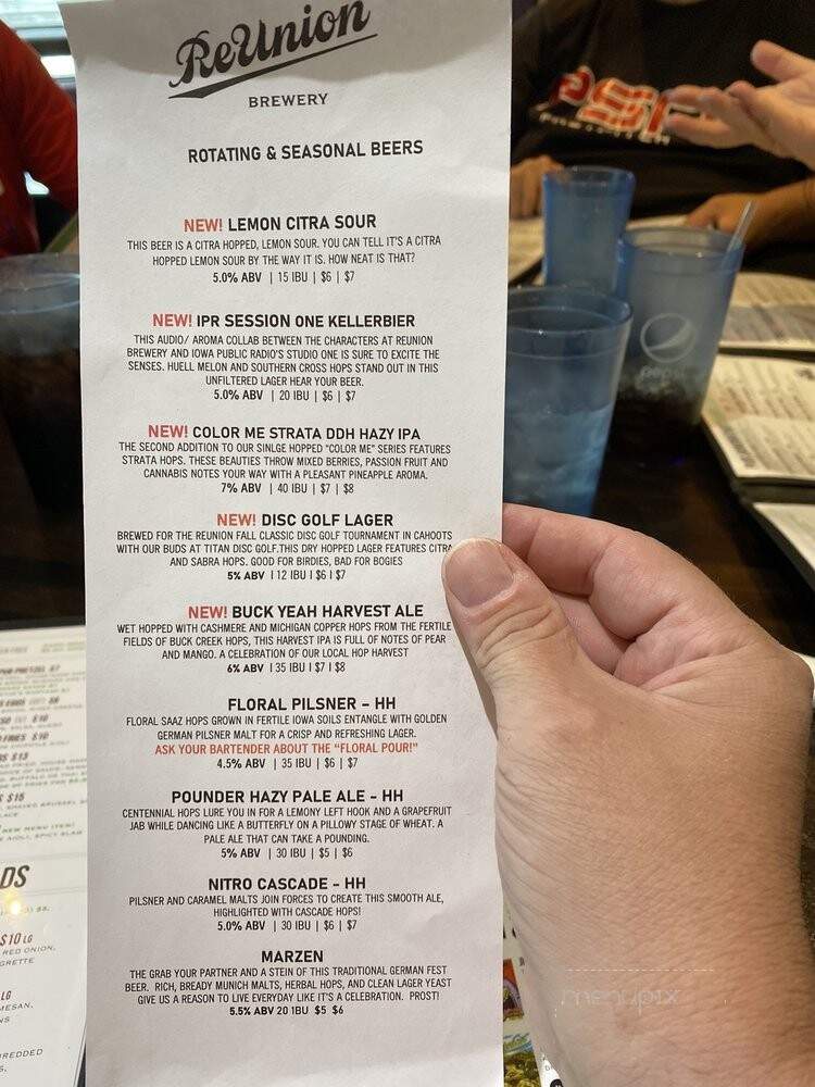 Reunion - Coralville, IA menu_pic