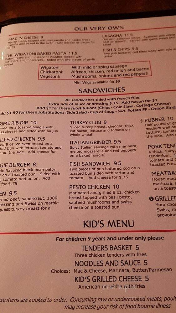 Wig & Pen Pizza Pub - Iowa City, IA menu_pic