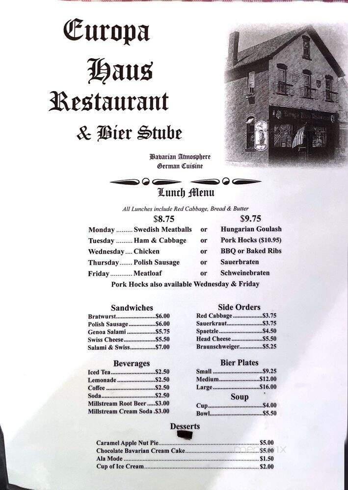 Europa Hans Inc - Dubuque, IA menu_pic
