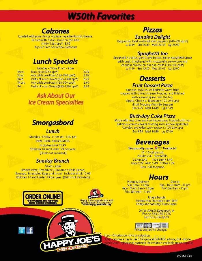 Happy Joe's Pizza & Ice Cream - Davenport, IA menu_pic