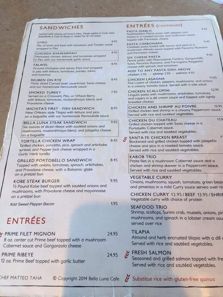 Bella Luna Cafe West - Wichita, KS menu_pic