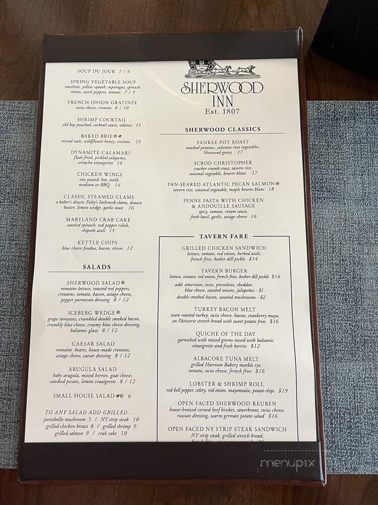 Sherwood Inn & Restaurant - Garnett, KS menu_pic