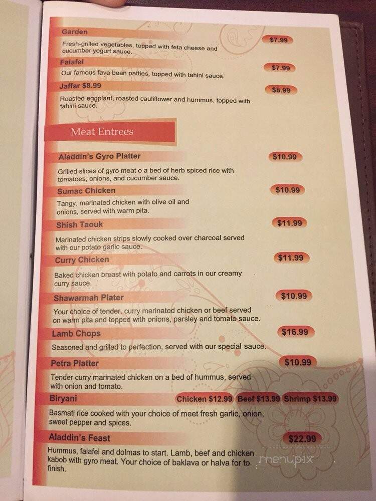 Aladdin Cafe - Lawrence, KS menu_pic