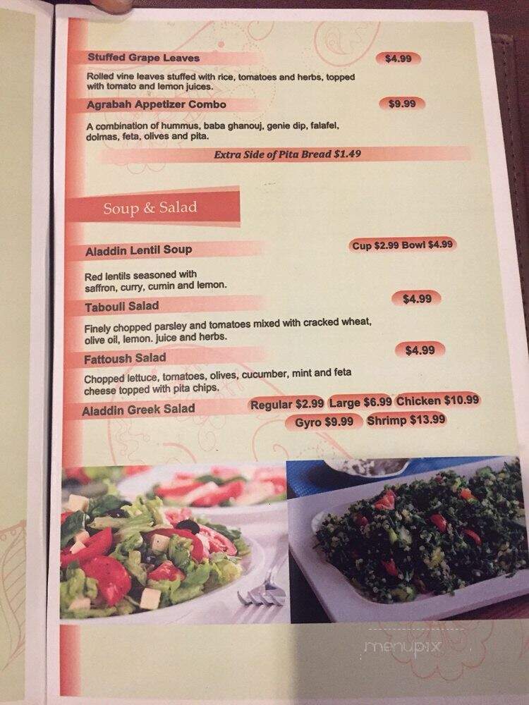 Aladdin Cafe - Lawrence, KS menu_pic