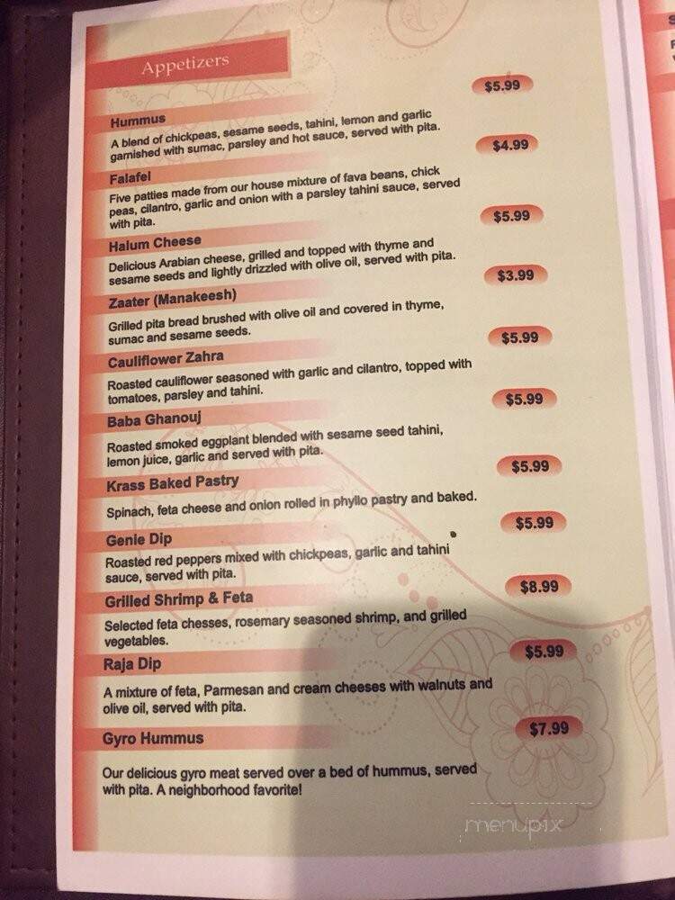 Aladdin Cafe - Lawrence, KS menu_pic