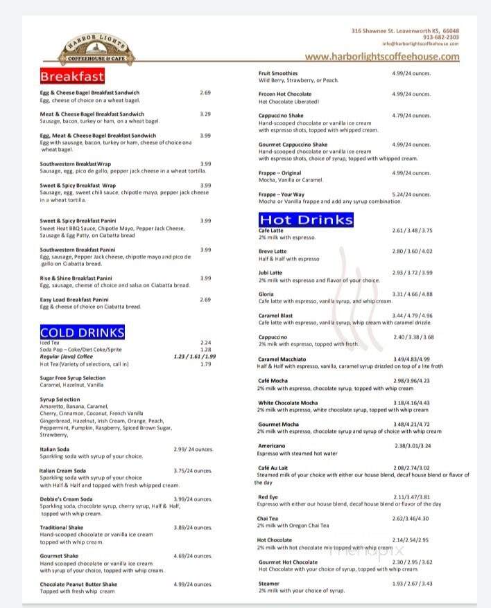 Harbor Lights Coffeehouse - Leavenworth, KS menu_pic