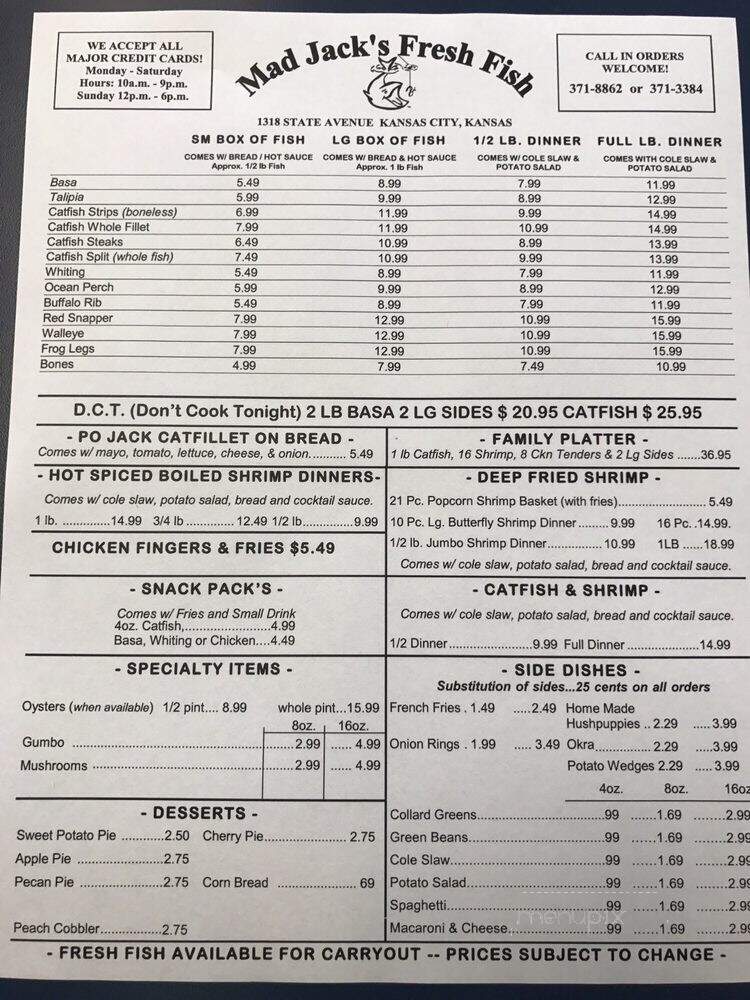 Mad Jack Fresh Fish - Kansas City, KS menu_pic