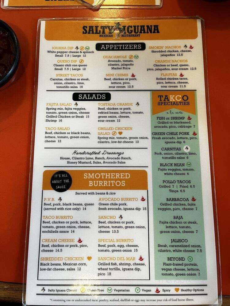Salty Iguana - Prairie Village, KS menu_pic