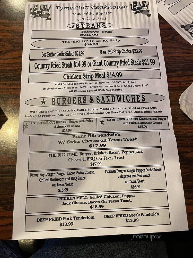 Tyme Out Lounge-Steakhouse - Kansas City, KS menu_pic