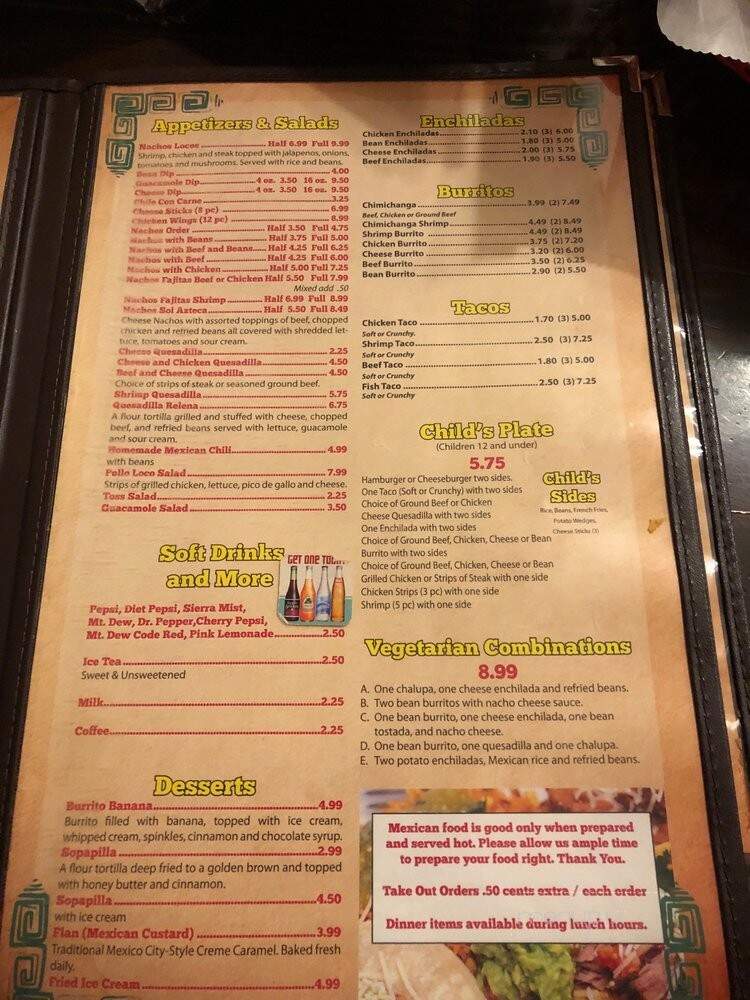 Sol Azteca Mexican Restaurant - Franklin, KY menu_pic