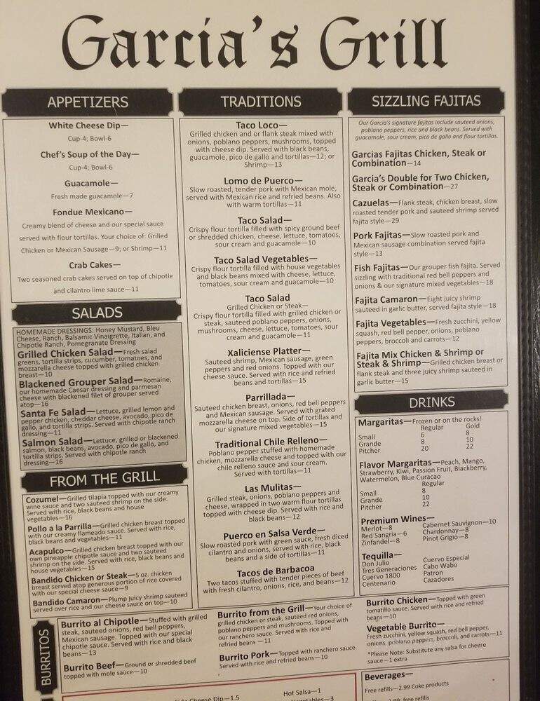 Garcia's Grill - Bowling Green, KY menu_pic
