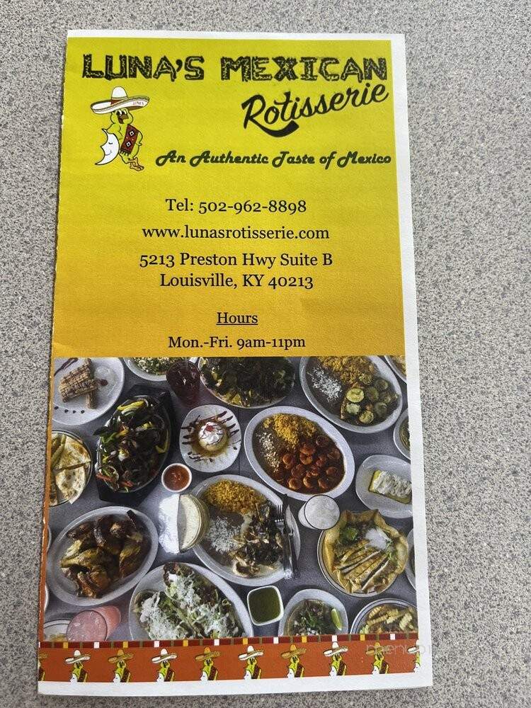 Luna's Rotisserie - Louisville, KY menu_pic