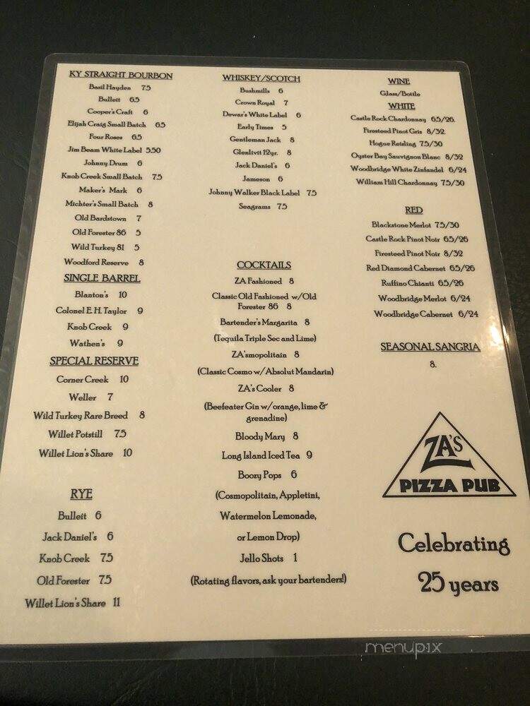Za's Pizza Pub - Louisville, KY menu_pic